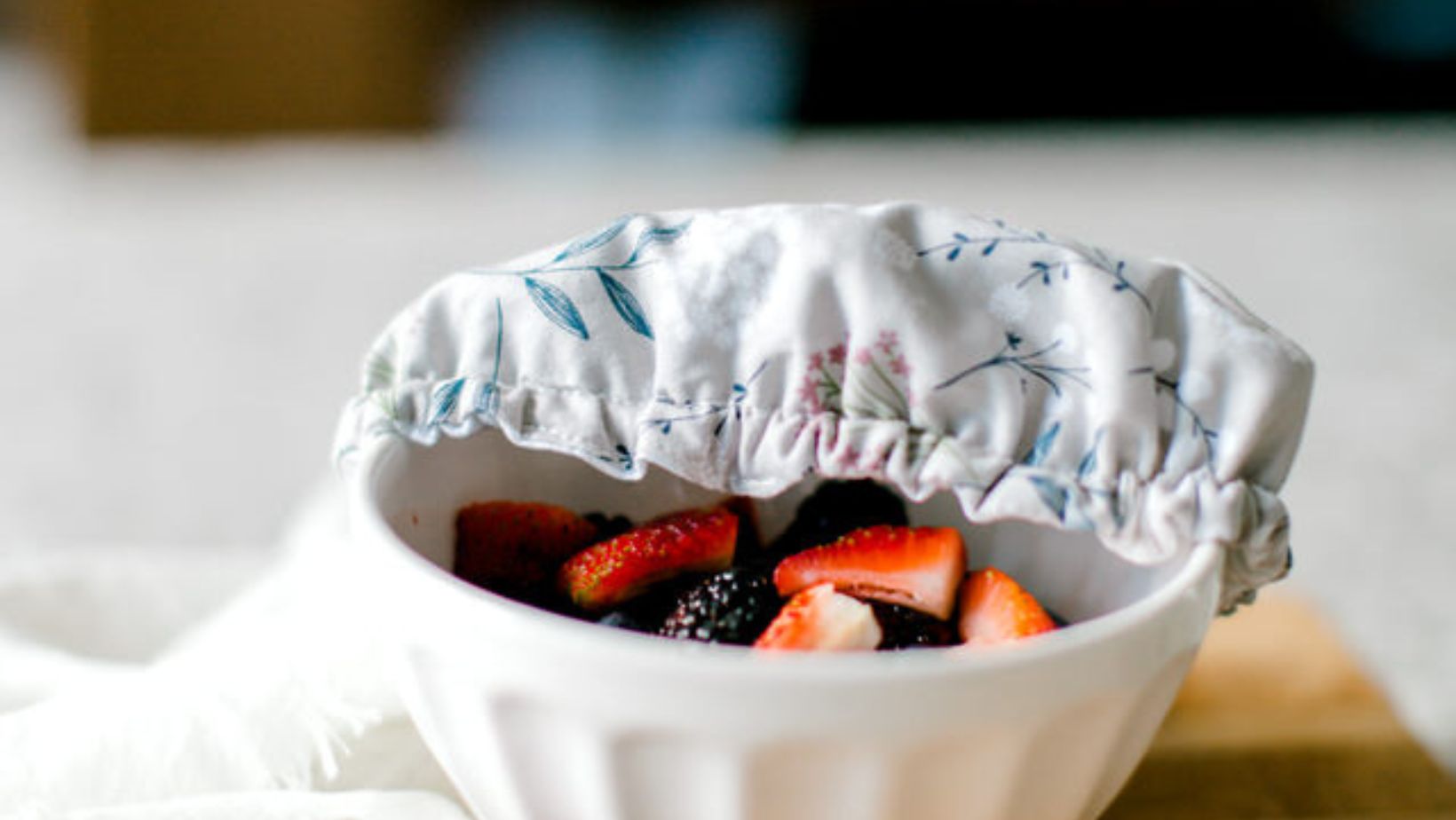Grey Floral Dish Cover for Fruit Bowl