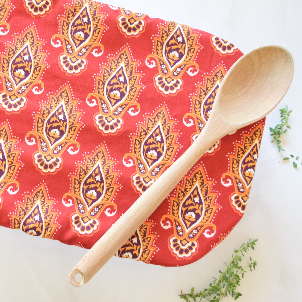 Casserole Dish Covers - Indian Block Print Red