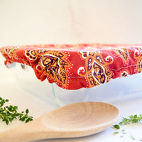 Casserole Dish Covers - Indian Block Print Red
