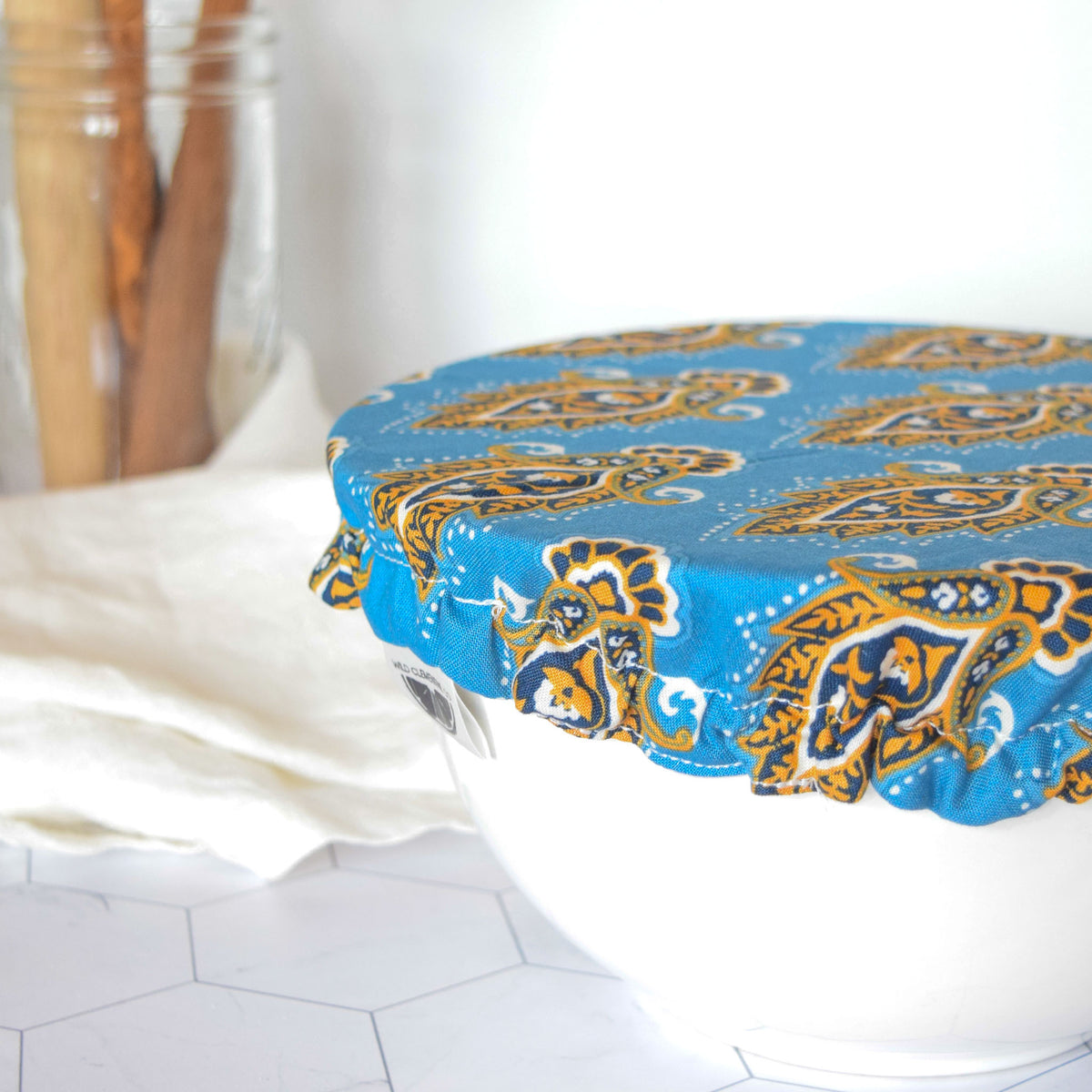 Reusable Dish Cover - Block Print Blue