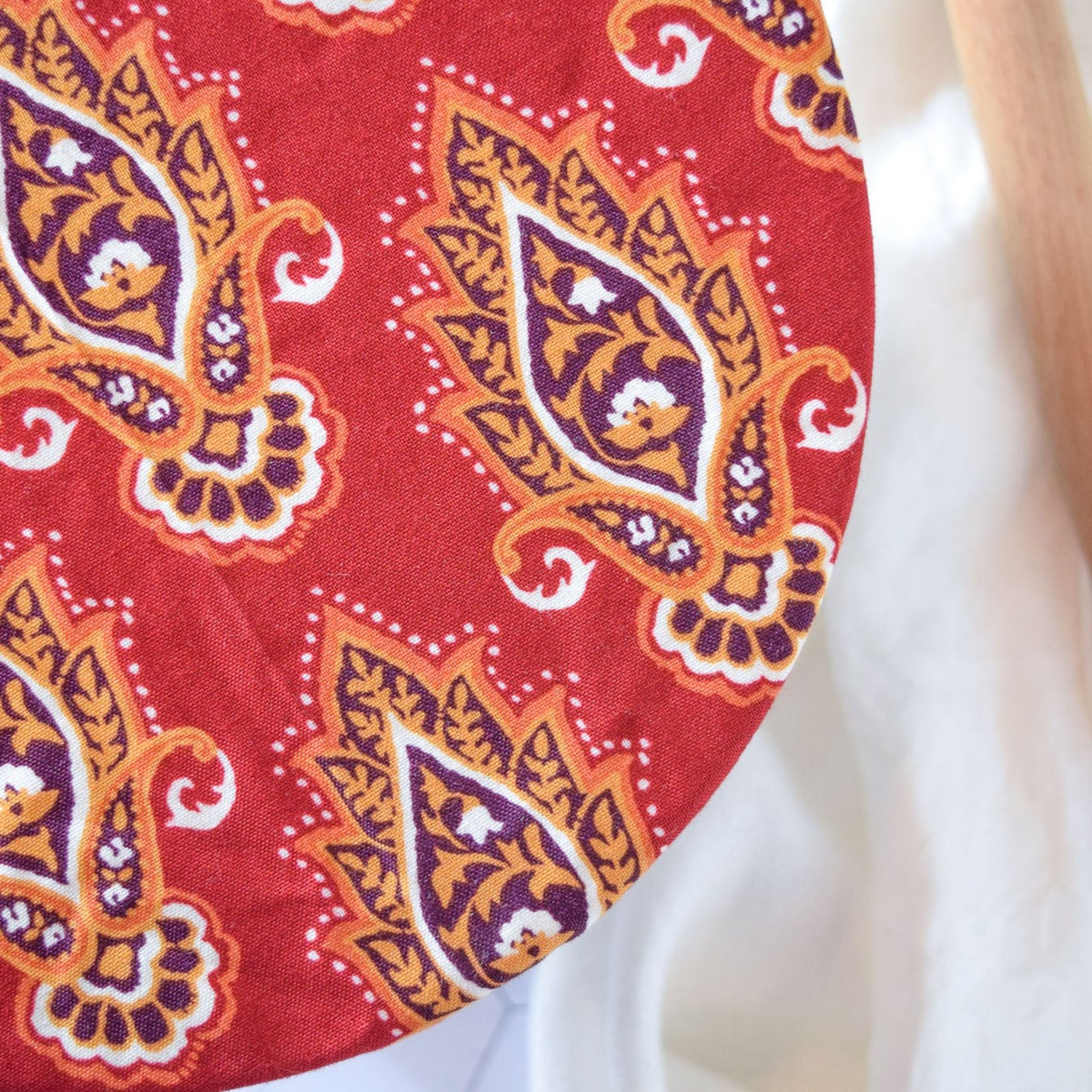 Reusable Dish Cover - Block Print Red