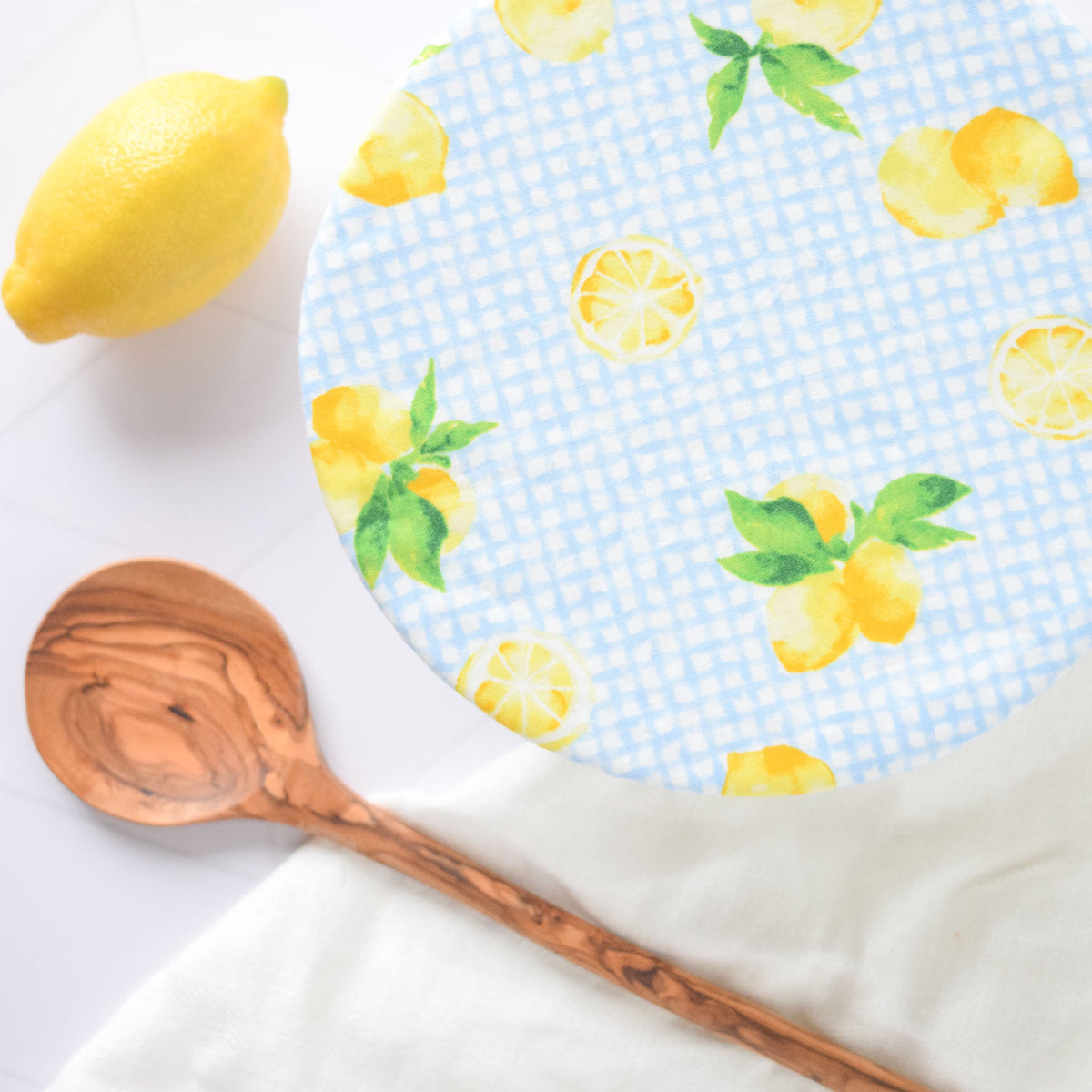 Reusable Dish Covers - Gingham Lemons