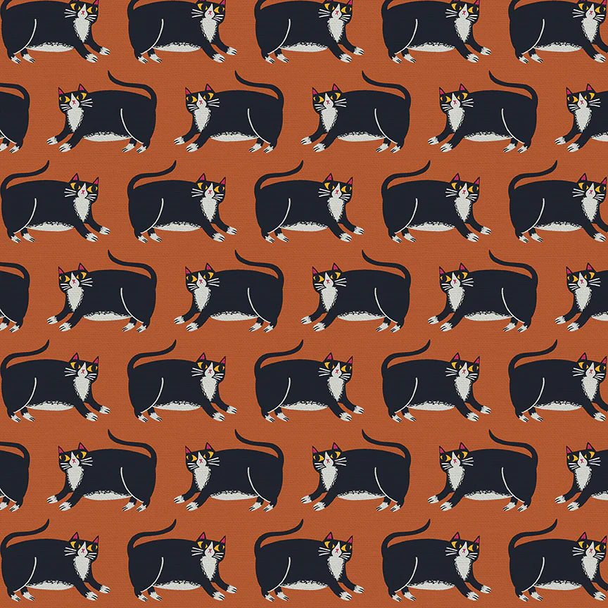 Reusable Dish Cover - Fat Cats in Burnt Orange