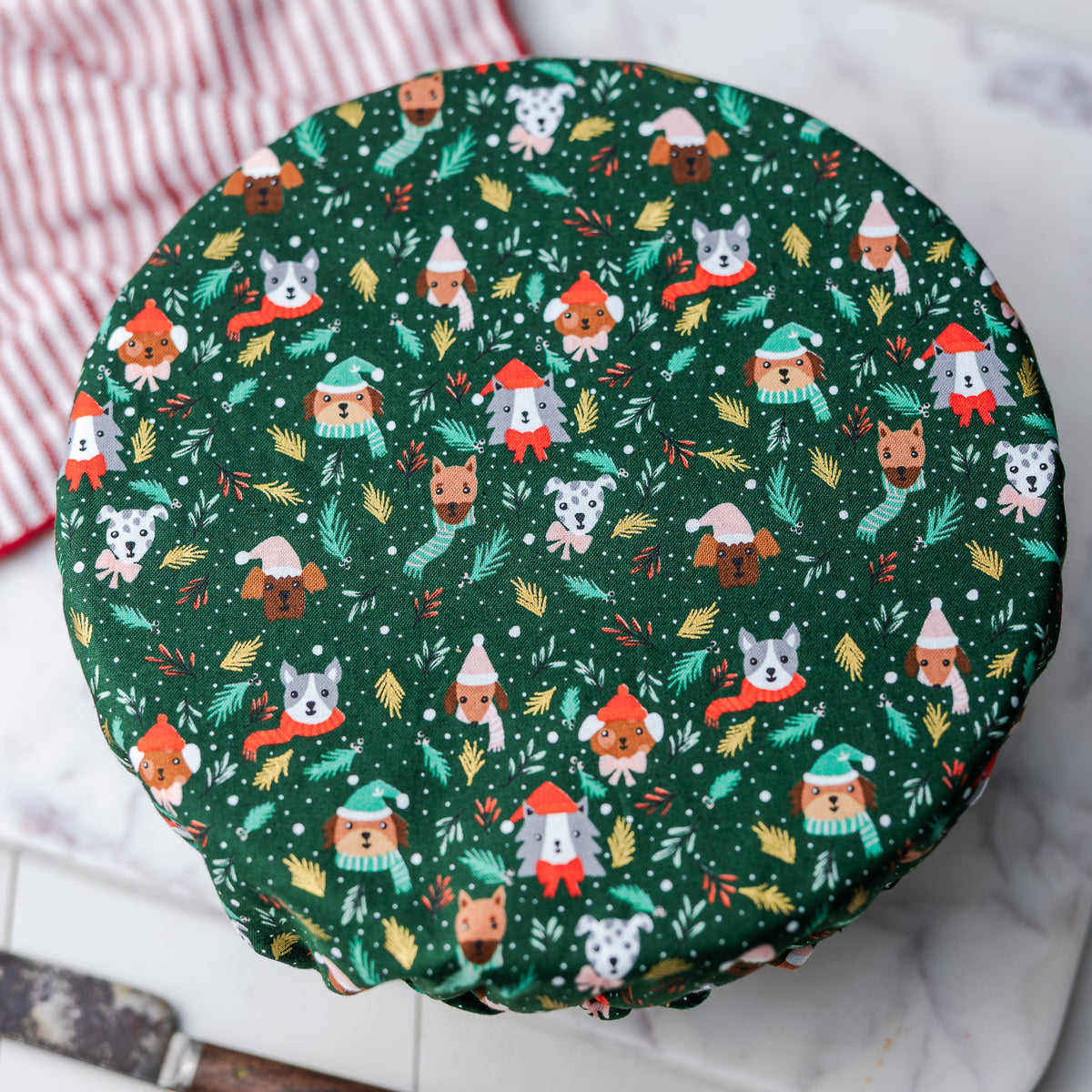 Reusable Dish Covers - Winter Puppies