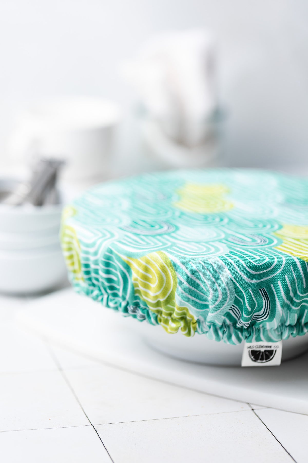 Reusable Dish Cover - Lime Abstract