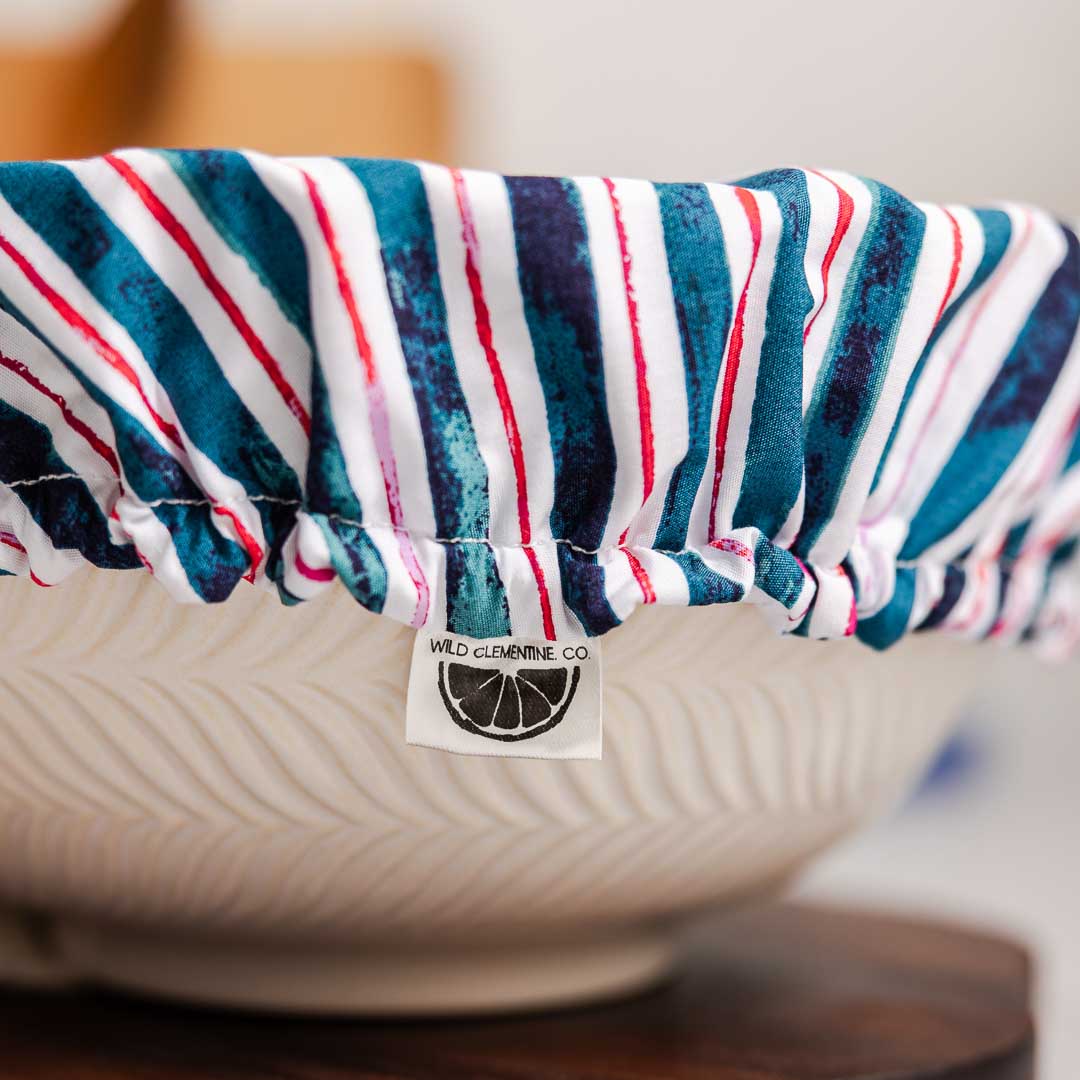 Reusable Dish Cover - Red and Blue Stripe