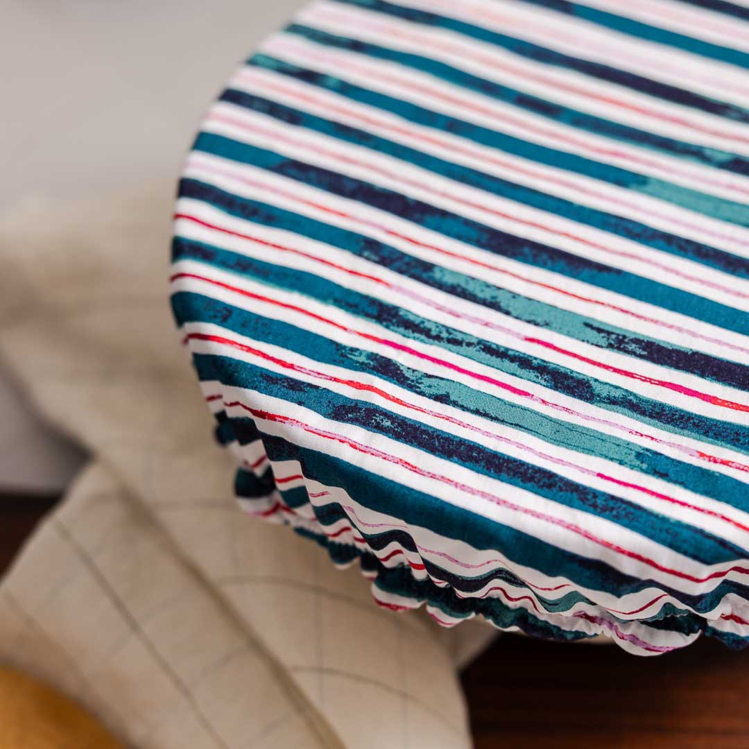 Reusable Dish Cover - Red and Blue Stripe