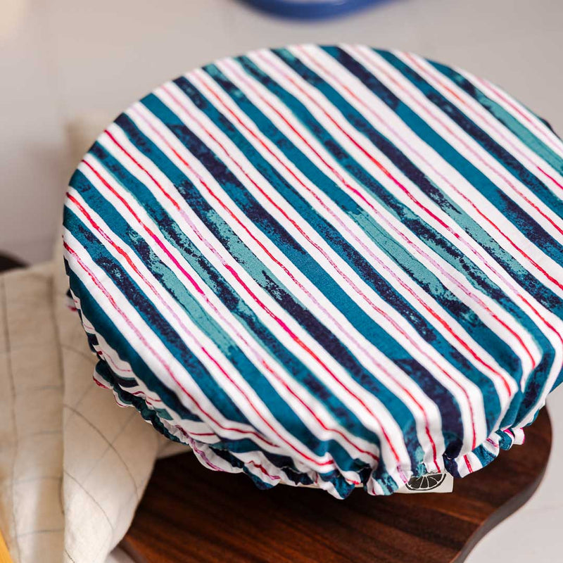 Reusable Dish Cover - Red and Blue Stripe