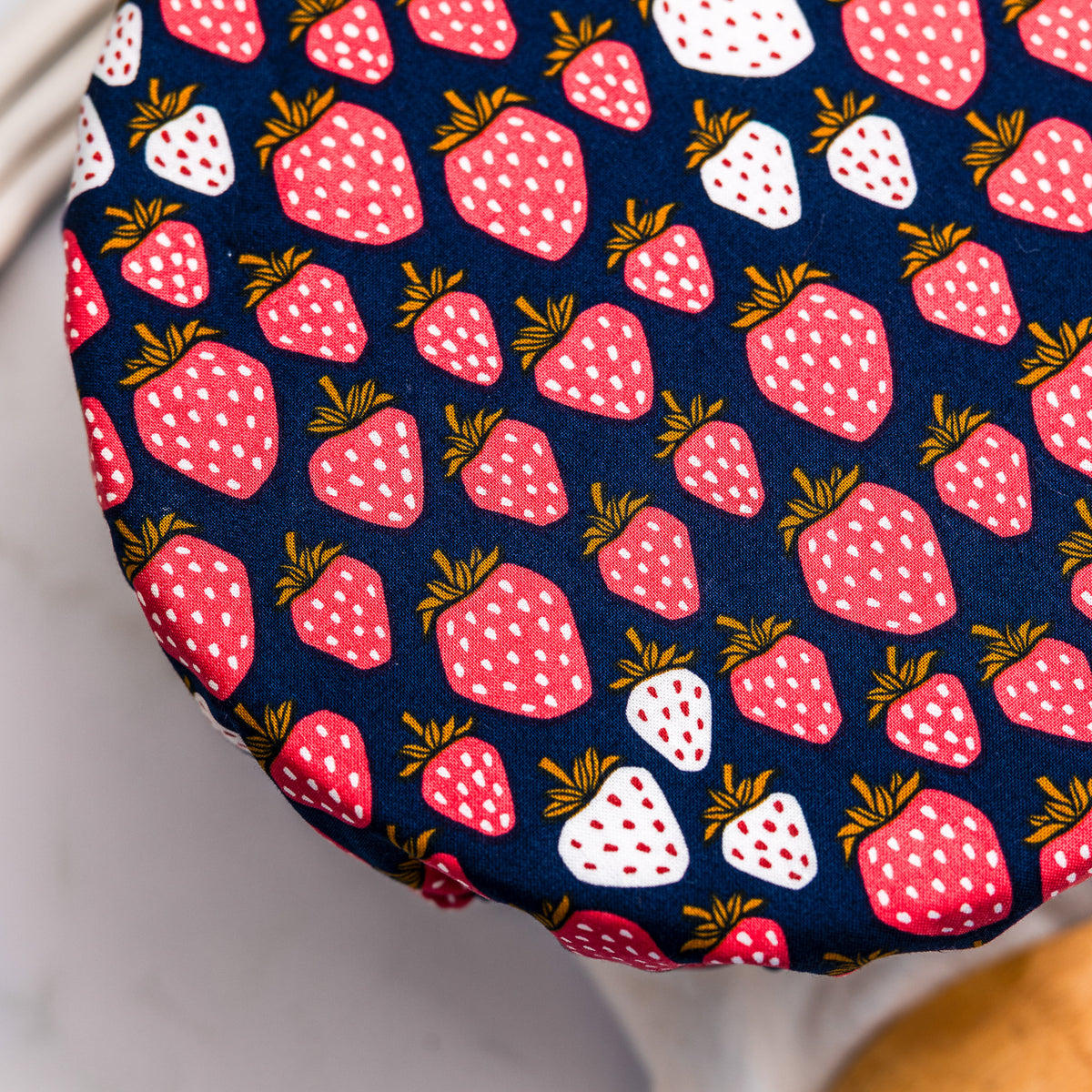 Reusable Dish Covers - Navy Strawberries