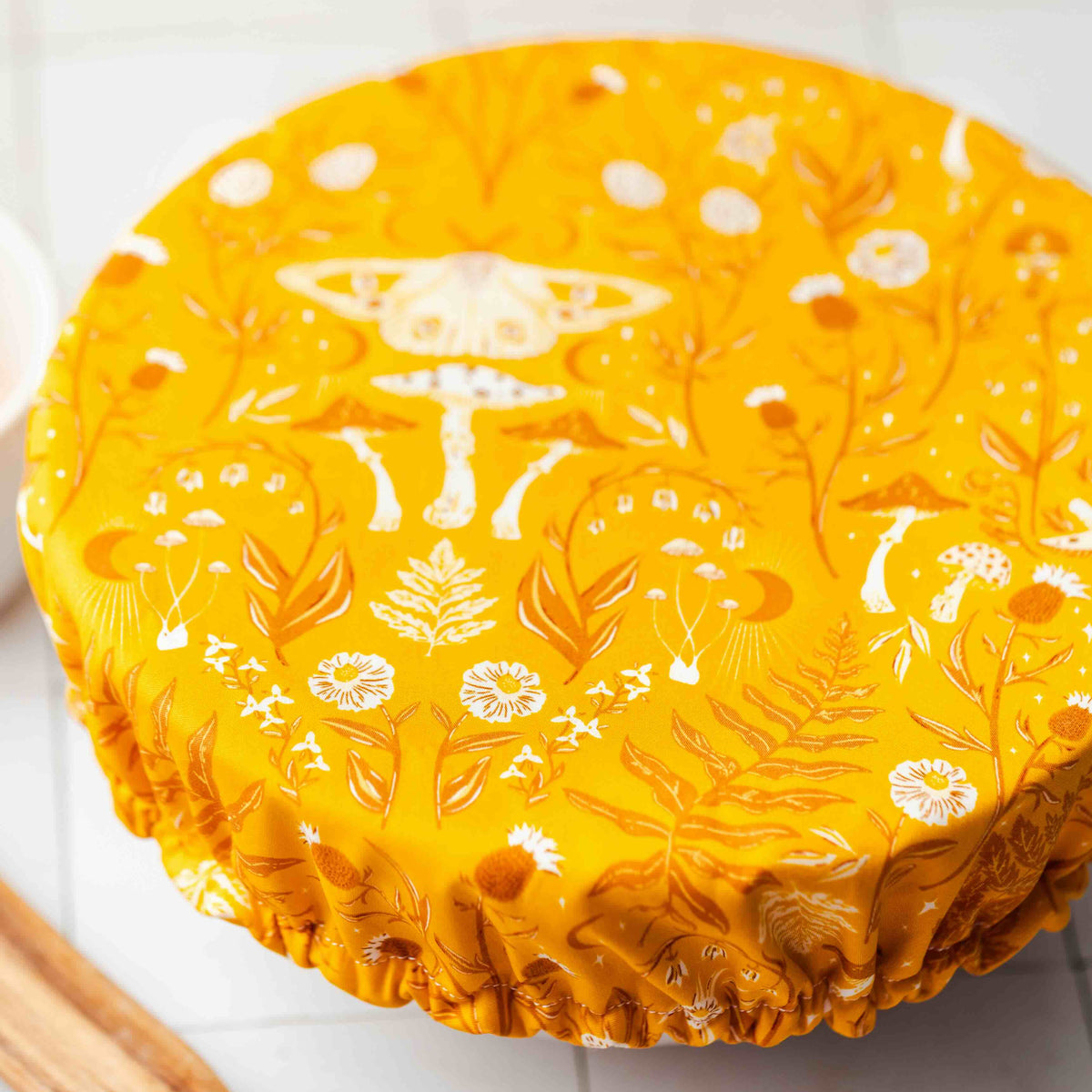 Reusable Dish Cover - Yellow Mushrooms