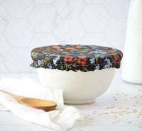 Reusable Dish Cover - Charcoal Grey Floral