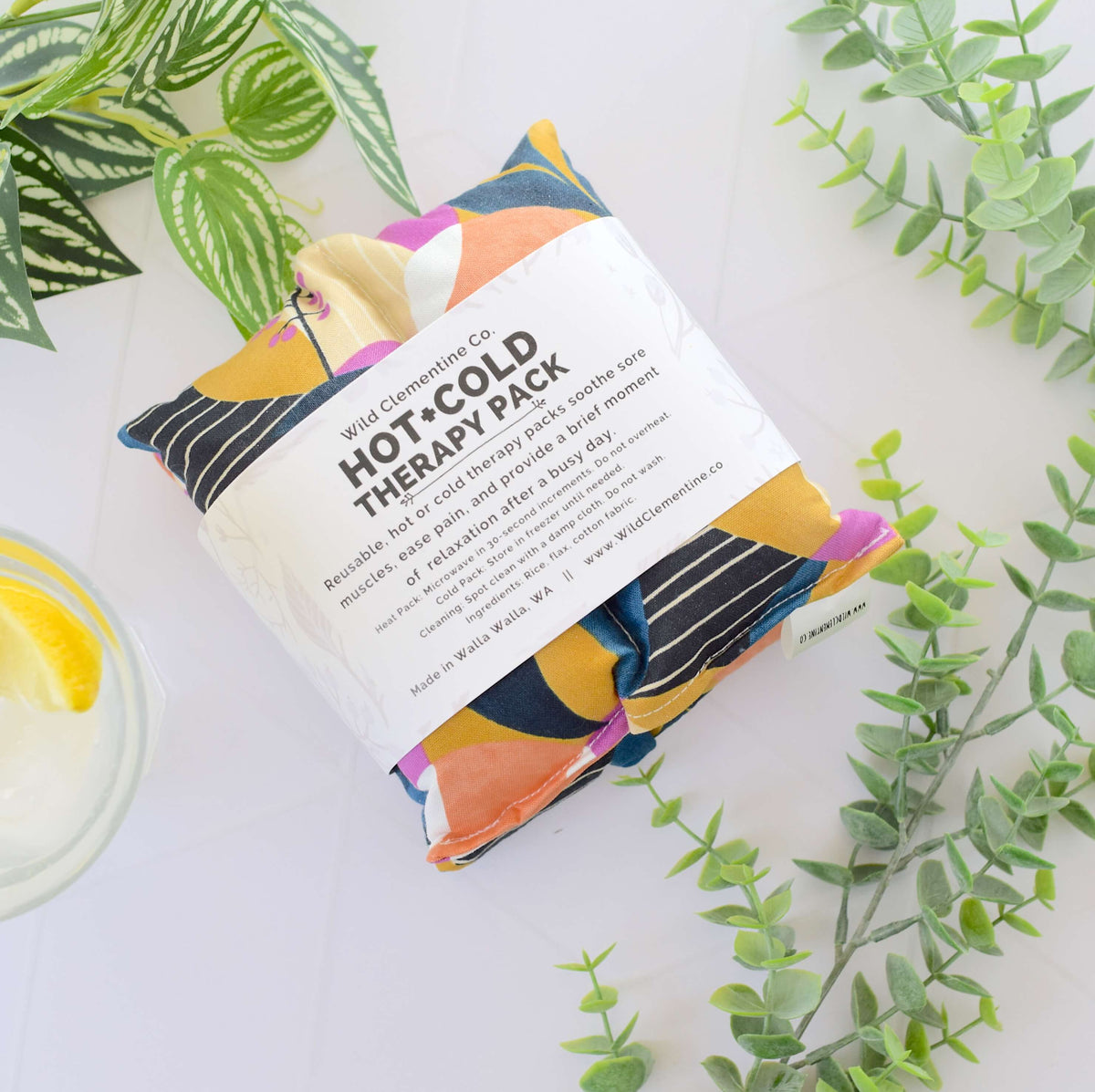 Flaxseed heating pad with purple modern pattern