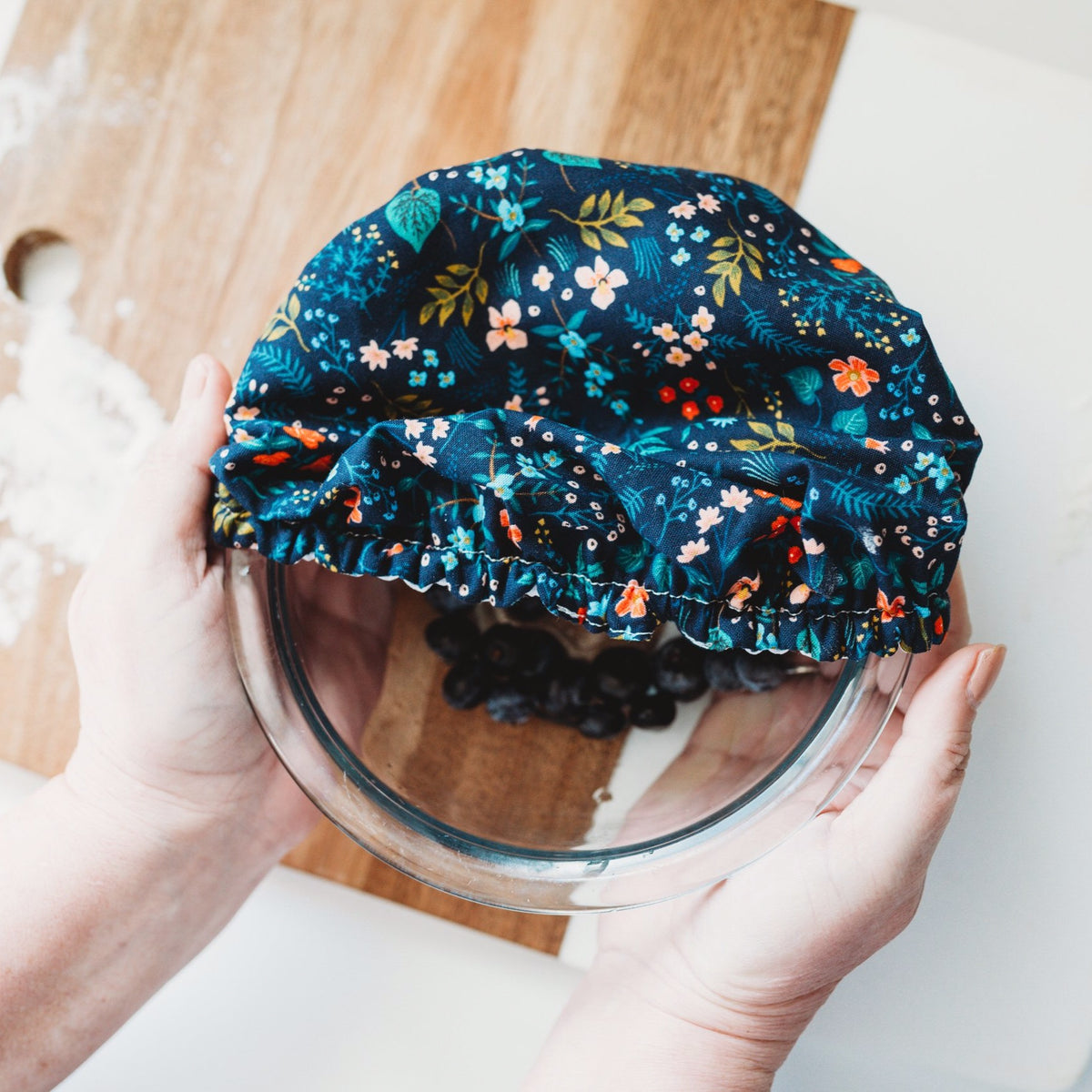 Reusable Dish Covers - Navy Floral